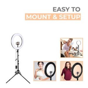 Tripé Longo Ring Light 26cm 3 Modos LED - Luzes Ação!